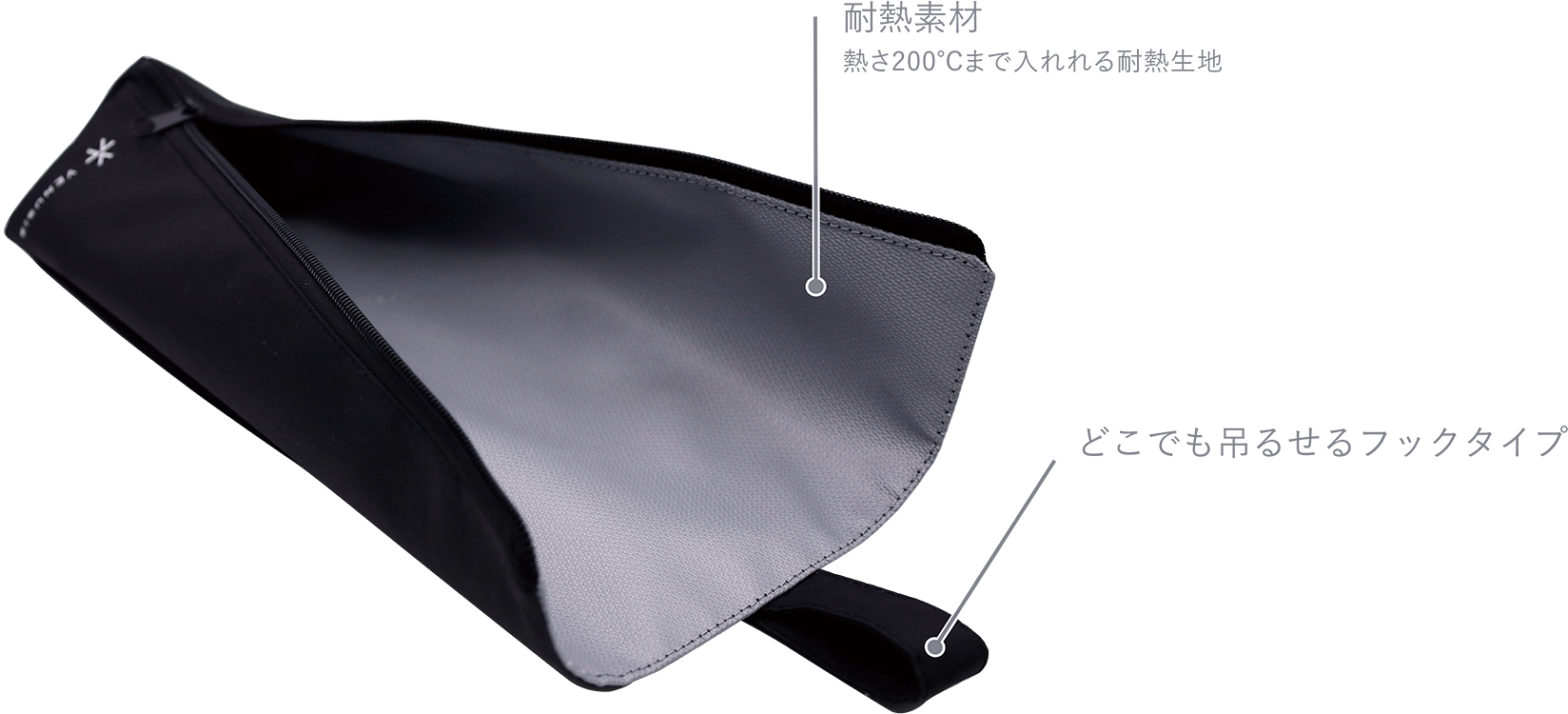 熱さ200度まで入れれる耐熱生地