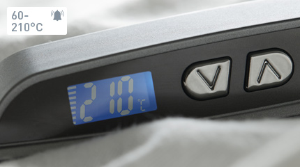 60～210℃の幅広い温度設定とお知らせアラーム搭載のデジタル表示